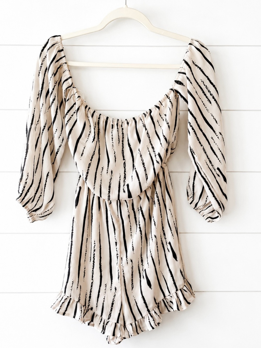 Wild Honey Off-the-Shoulder Striped Romper Size Small Coquette Feminine